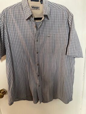 Wrangler Gray Plaid Short Sleeve Button-Up Shirt XL Good Condition